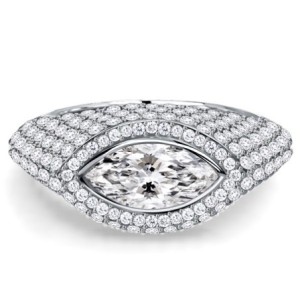 Italo Halo Micro Pave Marquise Cut Halo Engagement Rings Cocktail Ring