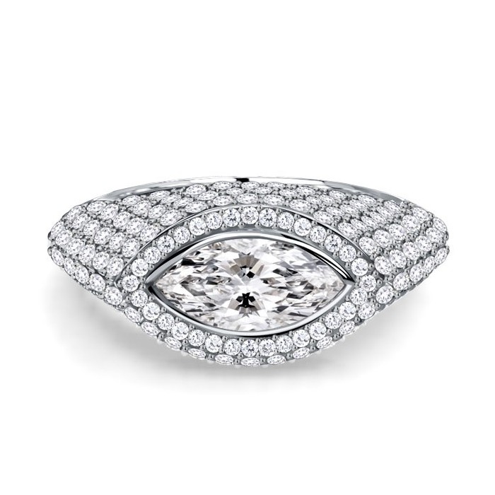 Italo Halo Micro Pave Marquise Cut Halo Engagement Rings Cocktail Ring