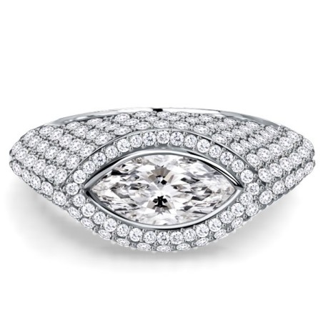 Italo Halo Micro Pave Marquise Cut Halo Engagement Rings Cocktail Ring