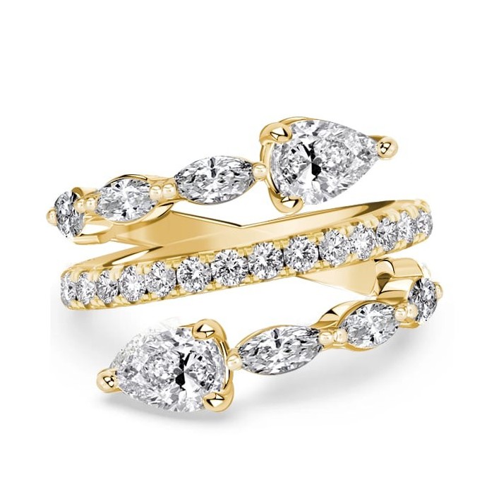 Italo Toi Et Moi Golden Pear Cut Teardrop Ring Spiral Engagement Ring