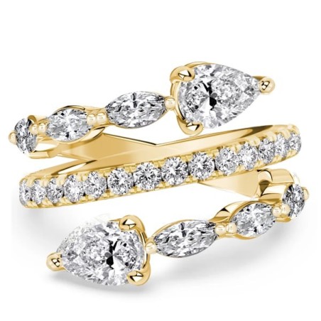 Italo Toi Et Moi Golden Pear Cut Teardrop Ring Spiral Engagement Ring