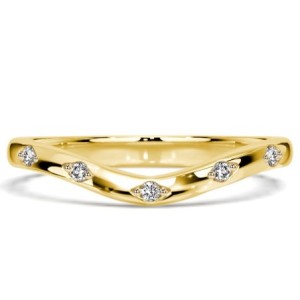 Italo Flush Setting Five Stone Round Cut Chevron Wedding Band For Women Matching Wedding Bands