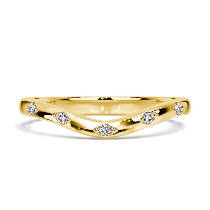 Italo Flush Setting Five Stone Round Cut Chevron Wedding Band For Women Matching Wedding Bands