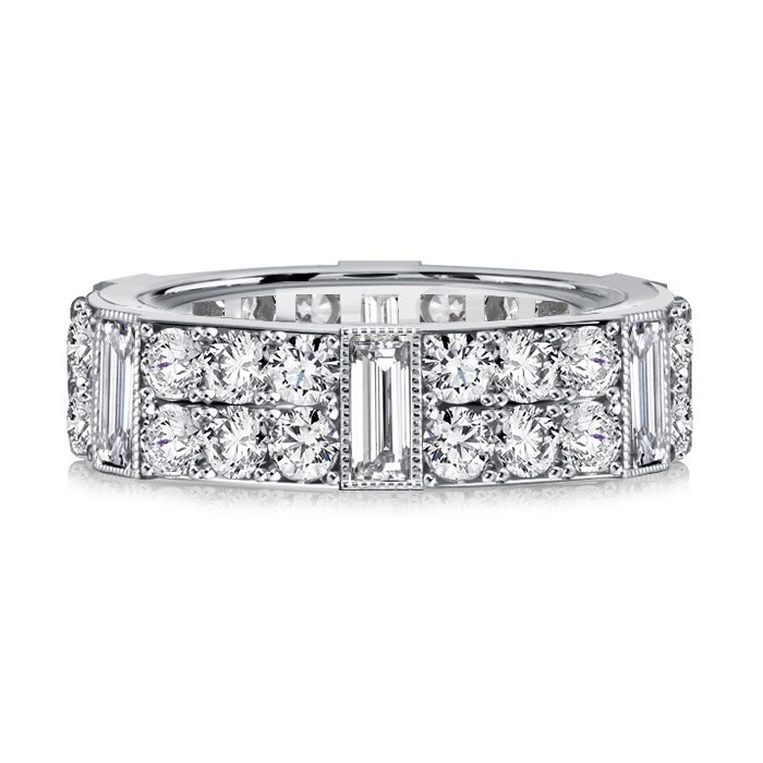 Italo Filigree Baguette & Round Cut Eternity Wedding Band For Women