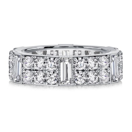 Italo Filigree Baguette & Round Cut Eternity Wedding Band For Women