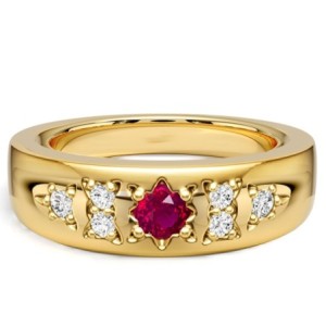 Italo Golden Gypsy Setting Round Cut Ruby Rings For Women