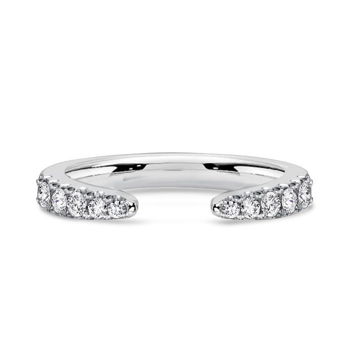 Italo Round Cut Open Point Stackable Wedding Band For Women Matching Wedding Bands