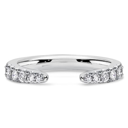 Italo Round Cut Open Point Stackable Wedding Band For Women Matching Wedding Bands
