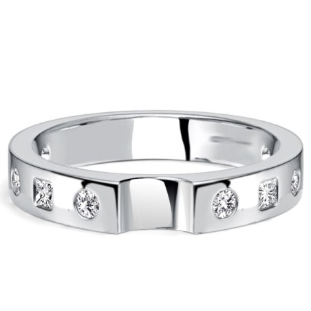 Italo Princess & Round Cut Half Eternity Band For Women Matching Wedding Bands