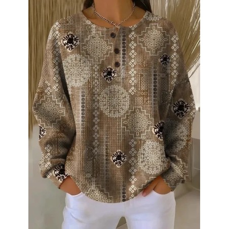 Women Abstract Crew Neck Printing Casual Spring/Fall Long Sleeve Sweatshirt