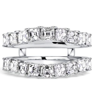 Italo Crown Asscher Cut Ring Guard Enhancer Wedding Band For Women