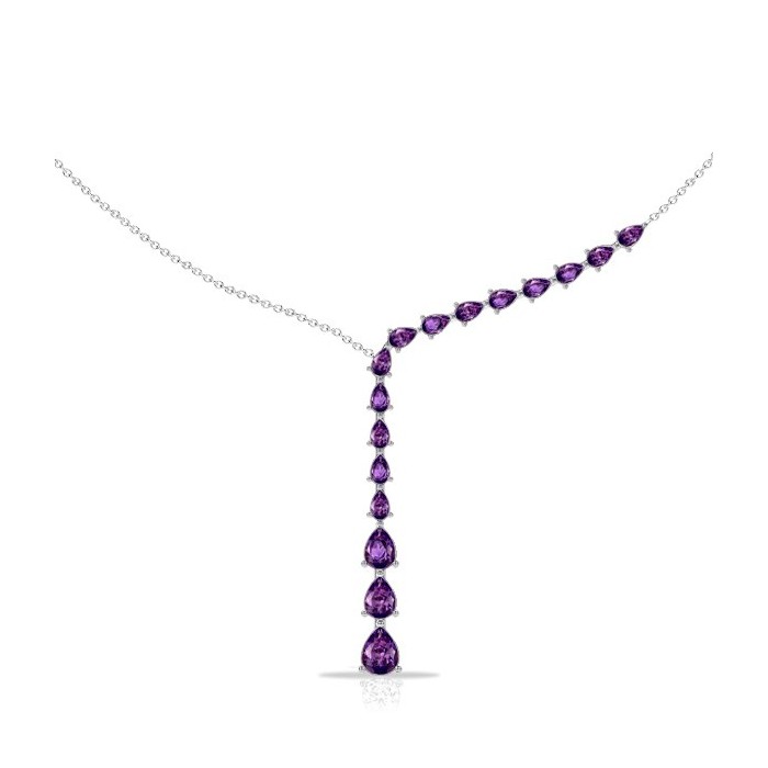 Italo Pear Cut Amethyst Lariat Necklace Pendant Necklace For Women