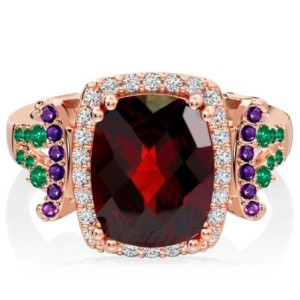 Italo Split Shank Halo 3.5 CT. Cushion Cut Garnet Unique Engagement Rings