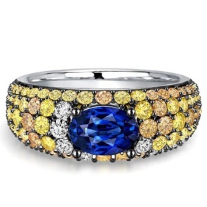Italo Micro Pave Oval Cut Blue Sapphire Unique Engagement Ring