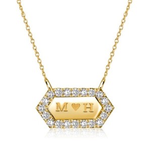 Italo Hexagon Engravable Tag Pendant Initial Personalized Necklace