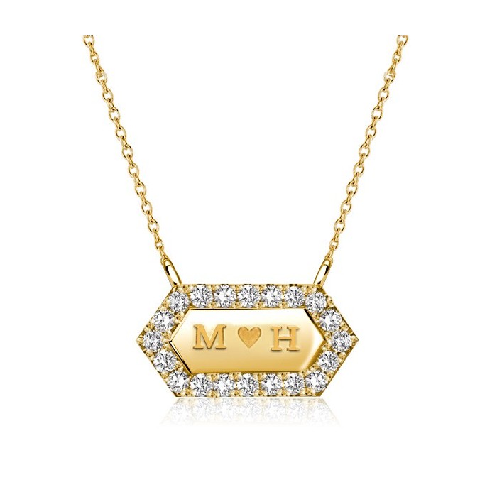 Italo Hexagon Engravable Tag Pendant Initial Personalized Necklace