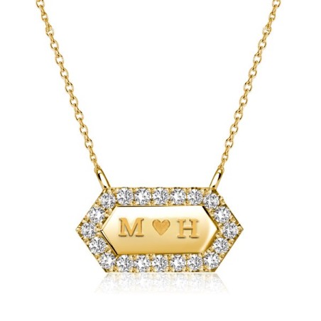 Italo Hexagon Engravable Tag Pendant Initial Personalized Necklace