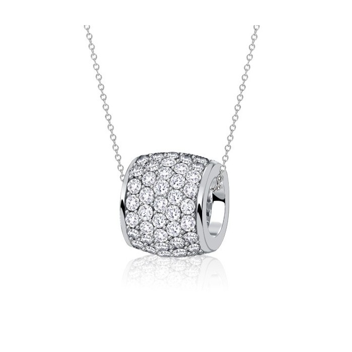 Italo Micro Pave Tube Eternity White Sapphire Pendant Necklace For Women