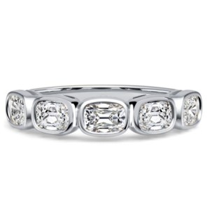 Italo Bezel Set Five Stone Cushion Cut Half Eternity Wedding Band For Women