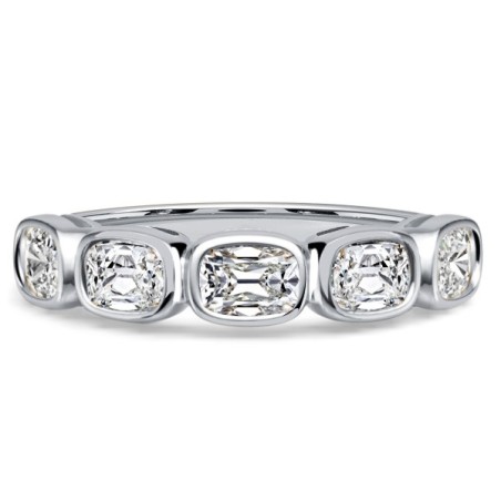 Italo Bezel Set Five Stone Cushion Cut Half Eternity Wedding Band For Women