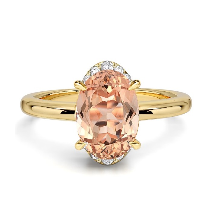 Italo Half-halo Champagne Oval Cut Engagement Ring For Women