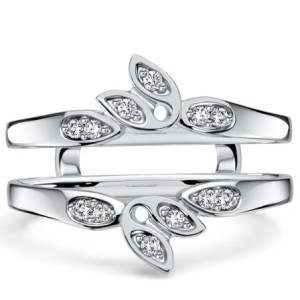 Italo Crown White Sapphire Ring Guard Enhancer Wedding Band For Women