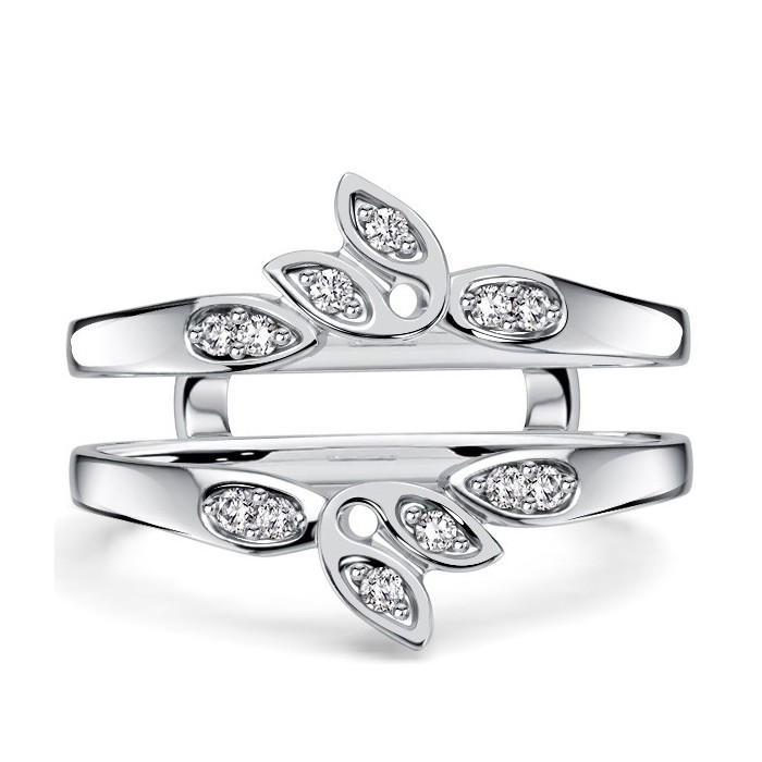 Italo Crown White Sapphire Ring Guard Enhancer Wedding Band For Women