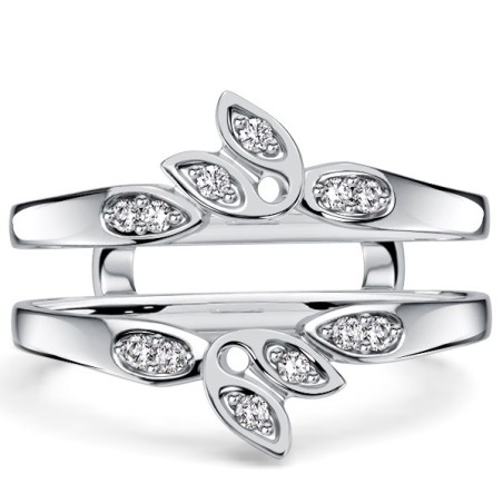 Italo Crown White Sapphire Ring Guard Enhancer Wedding Band For Women