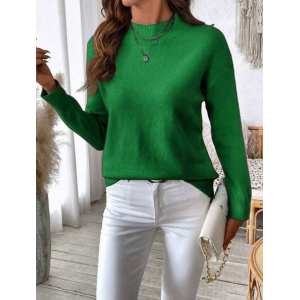 Women Plain Split Joint Winter Street Long Sleeve Mock Neck Sweater