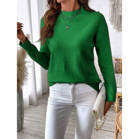 Women Plain Split Joint Winter Street Long Sleeve Mock Neck Sweater