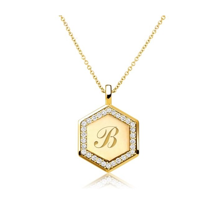 Hexagon Pendant Initial Personalized Necklace For Women