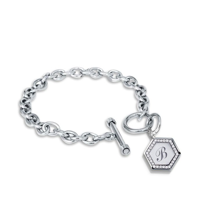 Italo Hexagon Charm Bracelet Initial Personalized Charm Bracelet