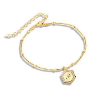 Italo Hexagon Chain Bracelet Initial Personalized Chain Bracelet