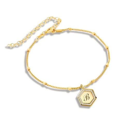 Italo Hexagon Chain Bracelet Initial Personalized Chain Bracelet