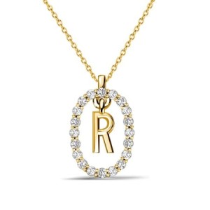 Italo Initial Personalized Open Frame Initial Pendant For Women