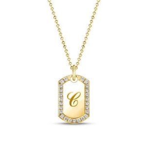 Italo Tag Signet Pendant Initial Personalized Necklace For Women