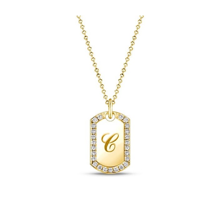 Italo Tag Signet Pendant Initial Personalized Necklace For Women