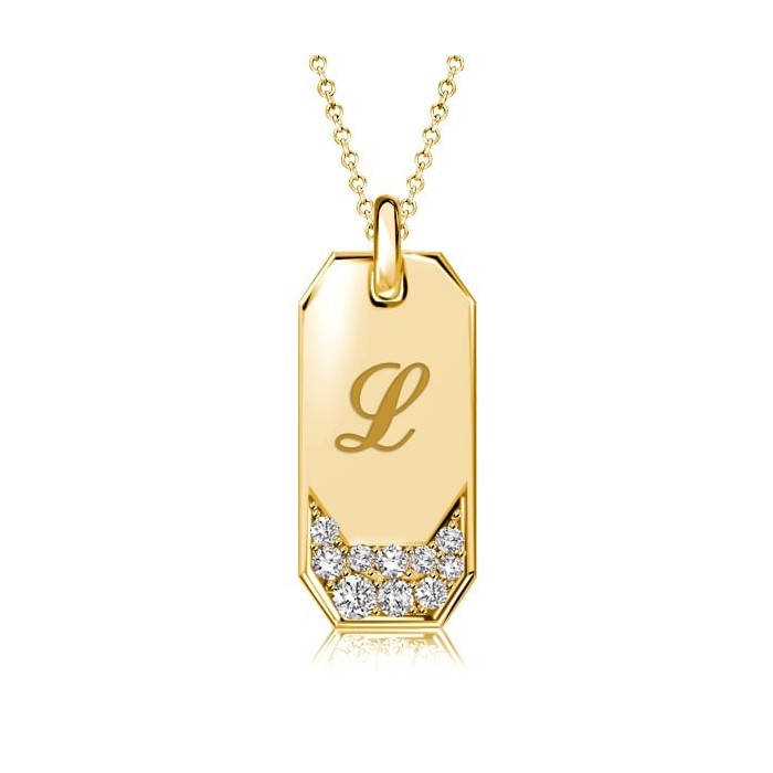 Italo Engraved ID Tag Pendant Initial Personalized Necklace For Women