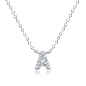 Italo White Sapphire A Initial Personalized Necklace For Women