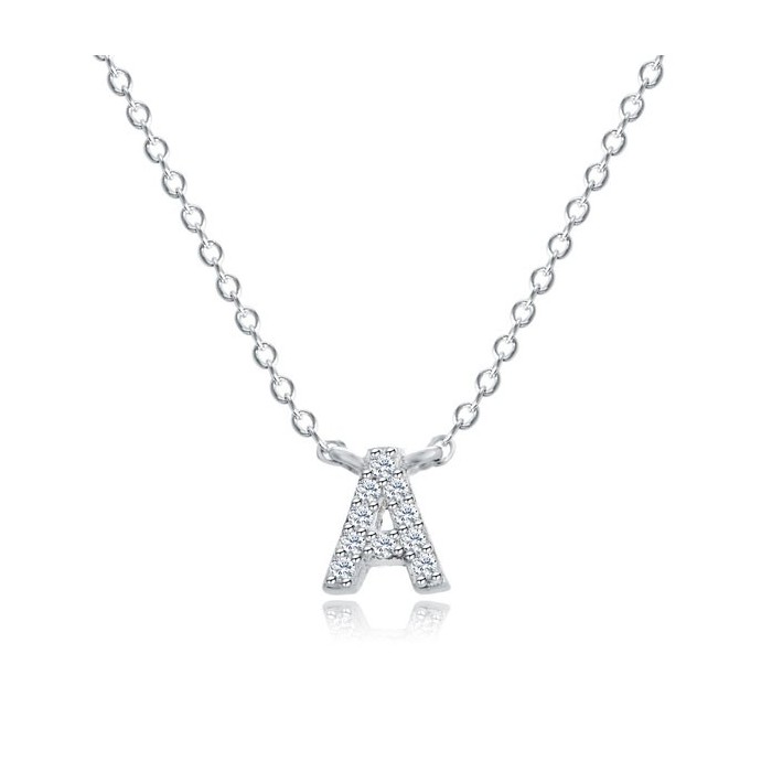 Italo White Sapphire A Initial Personalized Necklace For Women