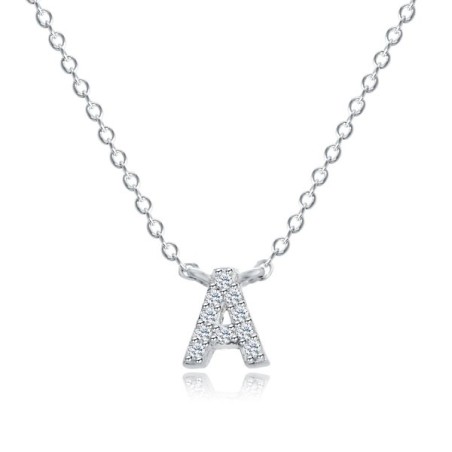 Italo White Sapphire A Initial Personalized Necklace For Women