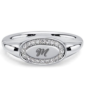 Italo Halo Engraved Personalized Signet Ring For Women
