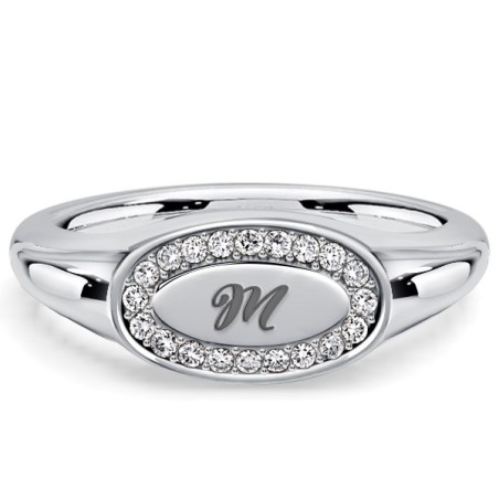 Italo Halo Engraved Personalized Signet Ring For Women