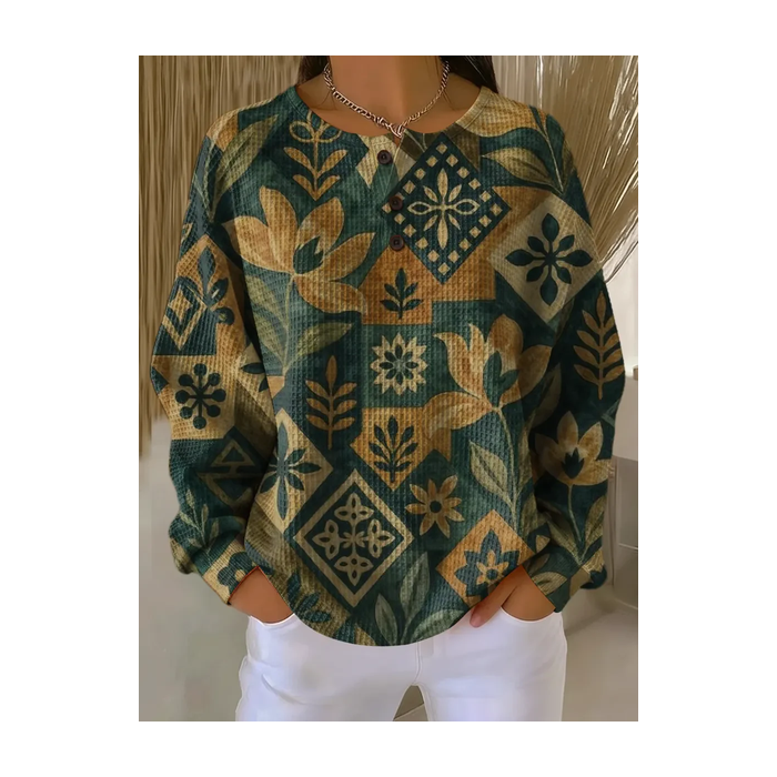 Women Floral Crew Neck Printing Casual Spring/Fall Long Sleeve Sweatshirt