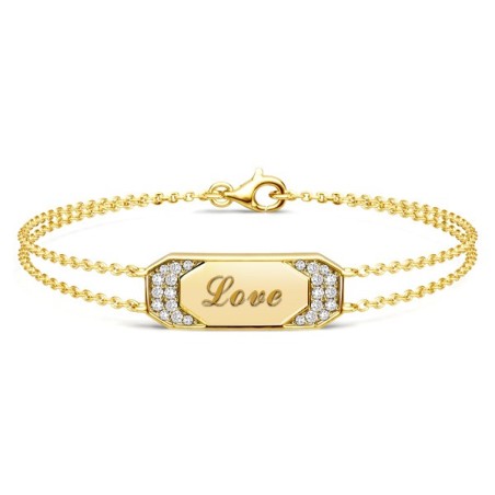 Italo Engraved ID Tag Initial Personalized Double Chain Bracelet For Women
