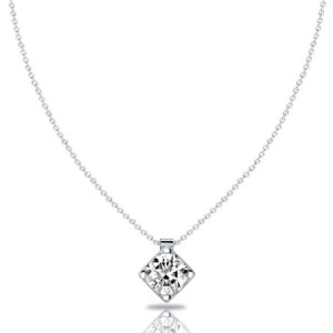 Italo White Sapphire Cushion Cut Solitaire Pendant Necklace For Women