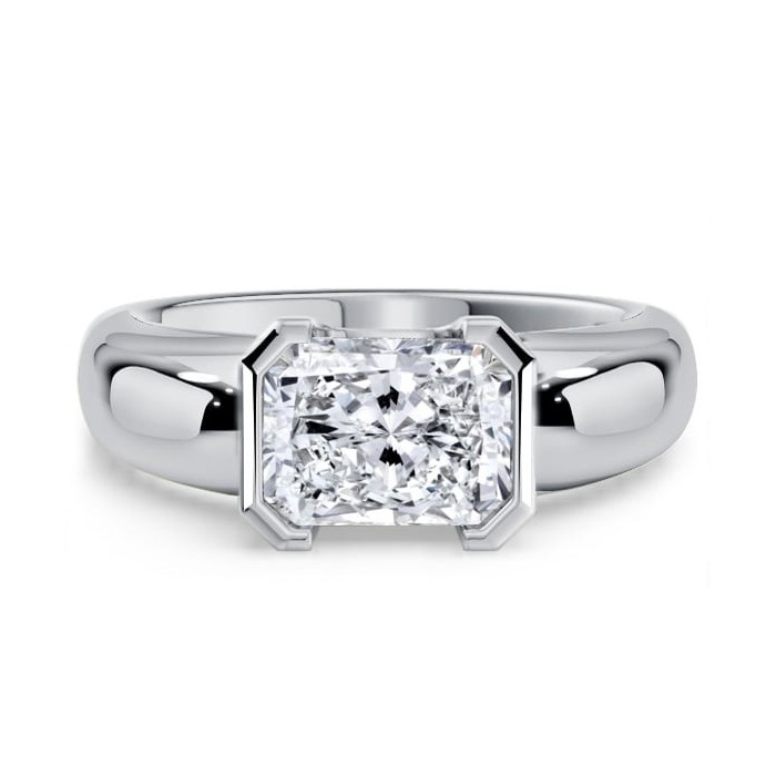 Italo East West White Sapphire Radiant Cut Engagement Ring For Women