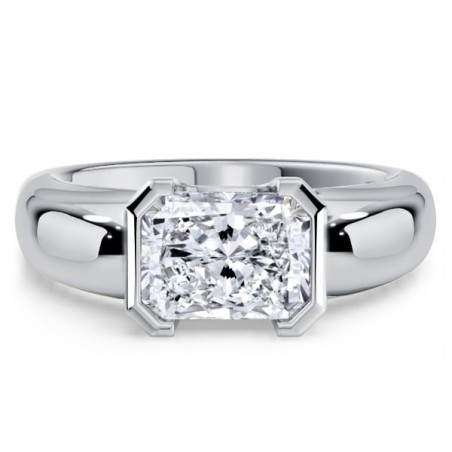 Italo East West White Sapphire Radiant Cut Engagement Ring For Women