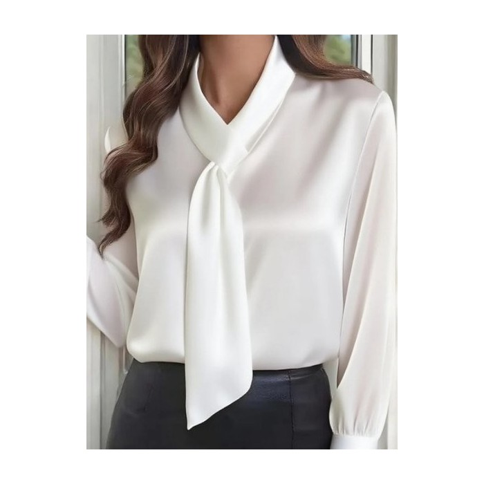 Women Plain Long Sleeve Tee T-shirt V Neck Split Joint Casual Spring/Fall Top