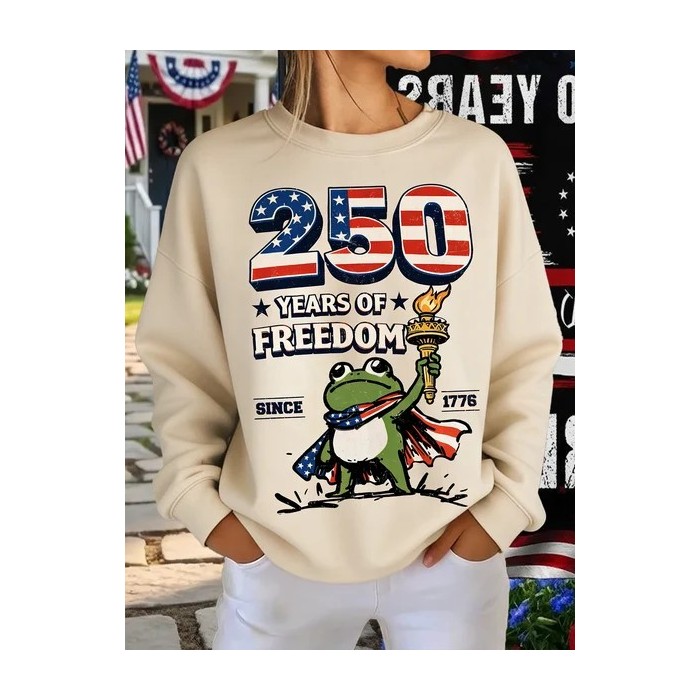 Women Text Letters Crew Neck Vintage Spring/Fall Long Sleeve Sweatshirt